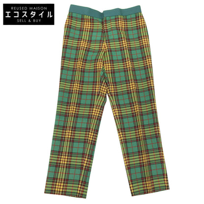 DRAWER ドゥロワー 美品 ウール タータンチェック テーパードパンツ ボトムス レディース グリーン 40 6514-236-0937 ボトムス 40