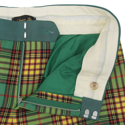 DRAWER ドゥロワー 美品 ウール タータンチェック テーパードパンツ ボトムス レディース グリーン 40 6514-236-0937 ボトムス 40