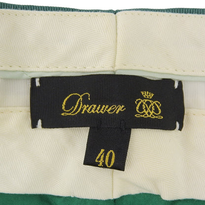 DRAWER ドゥロワー 美品 ウール タータンチェック テーパードパンツ ボトムス レディース グリーン 40 6514-236-0937 ボトムス 40