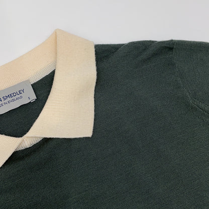 Wool Bicolor Cleric Knit Polo Shirt Top S Ladies