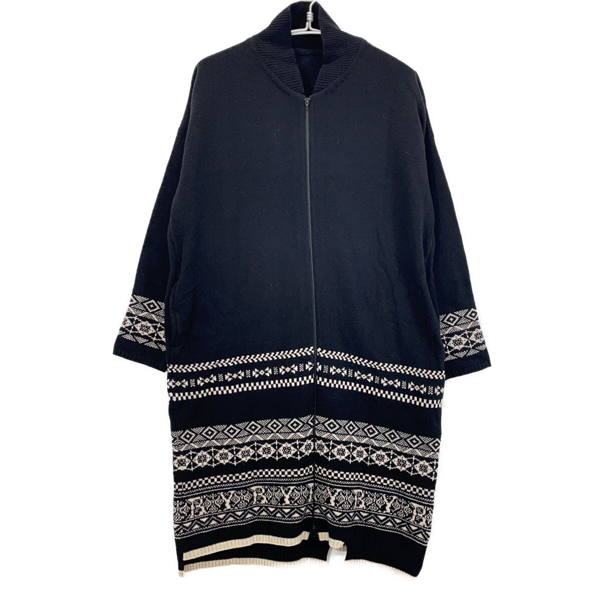 yohjiyamamoto ヨウジヤマモト NK-K54-184 ブラック フロントジップ ニット ワンピース ワンピース
