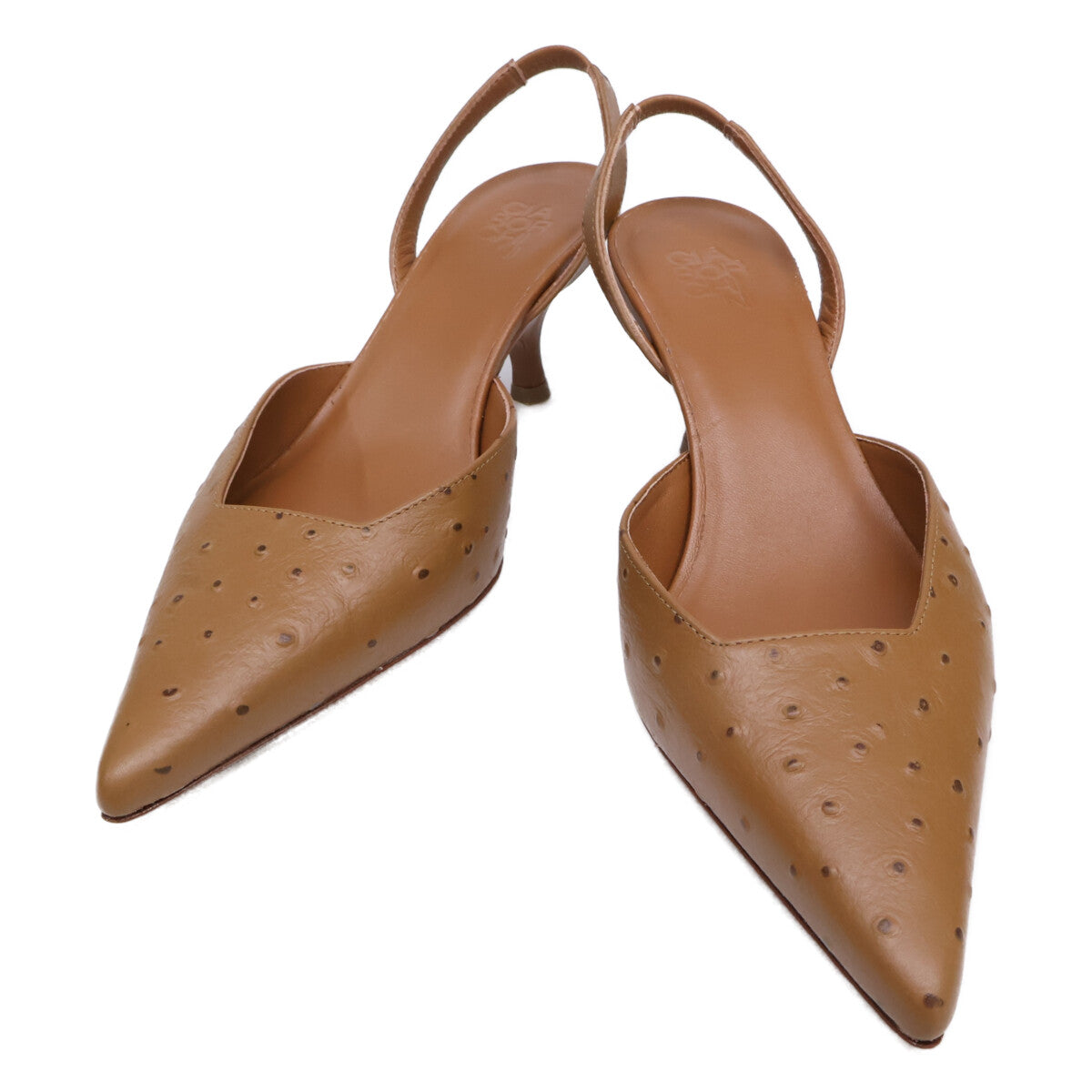 GIA BORGHINI 【Like New】Ostrich Pointed Toe Back-Strap Pumps Shoes