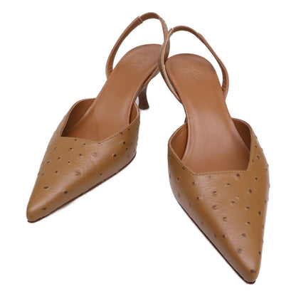 GIA BORGHINI 【Like New】Ostrich Pointed Toe Back-Strap Pumps Shoes