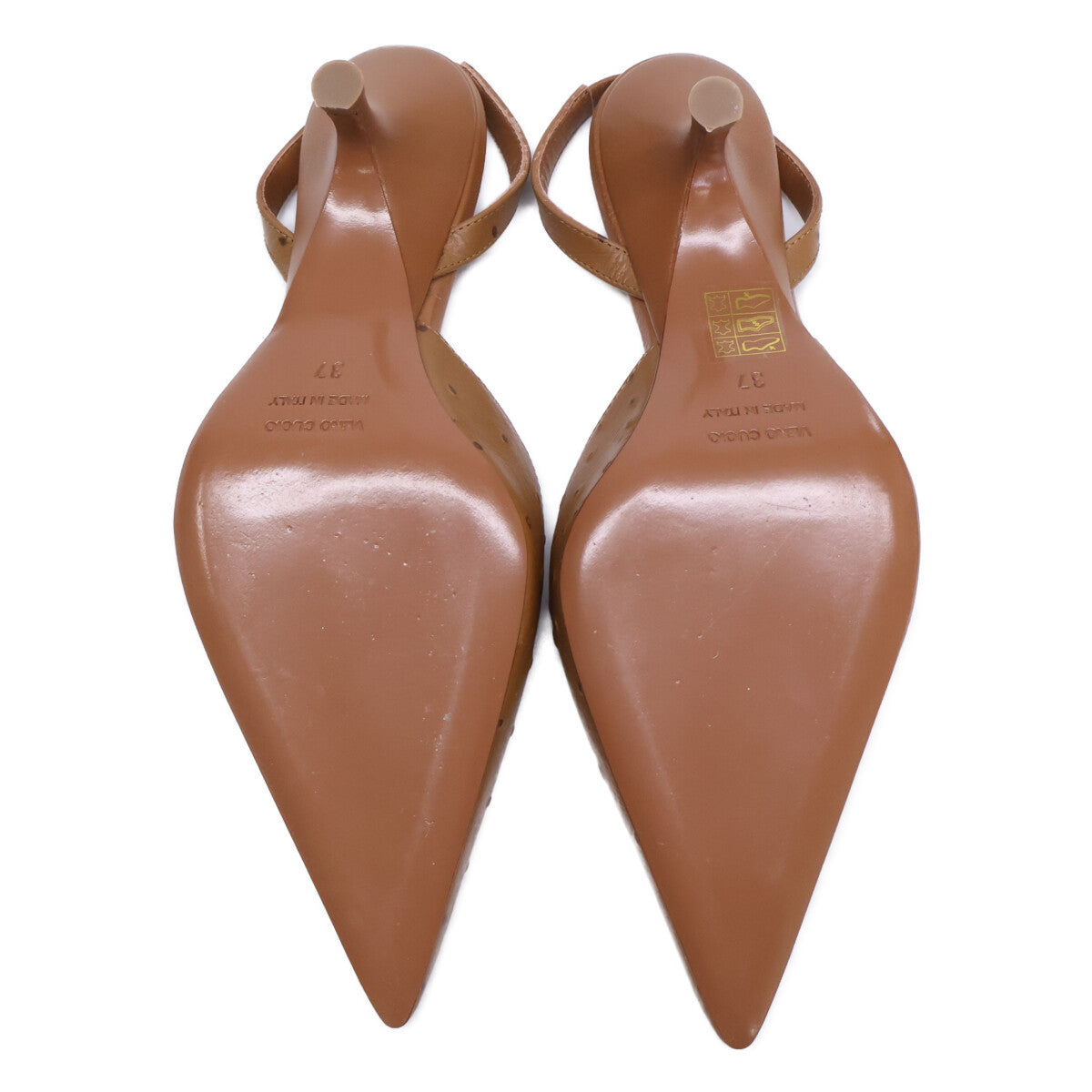 GIA BORGHINI 【Like New】Ostrich Pointed Toe Back-Strap Pumps Shoes