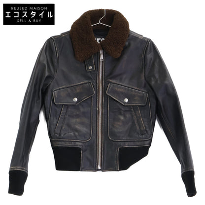 L-TRACY Sheep Fur Vintage-Processed Leather Blouson Jacket XS Ladies