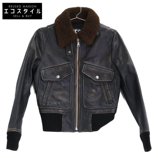 DIESEL ディーゼル L-TRACY シープファー ヴィンテージ加工 レザーブルゾン ジャケット
