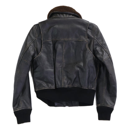 DIESEL Diesel L-TRACY sheepskin fur vintage-finished leather blouson jacket