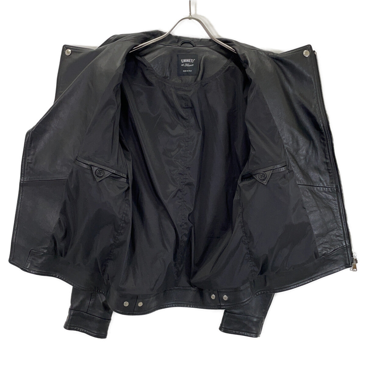 CORBY Corby Black Lambskin Double Riders Jacket 48 Men's