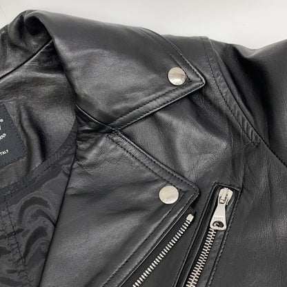 EMMETI CORBY black lambskin double-breasted biker jacket