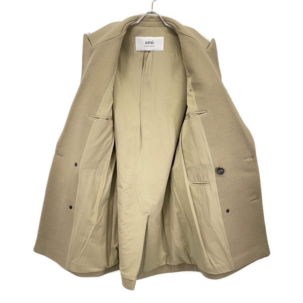 AMI PARIS アミパリス FCO105.WV0020 ベージュ クロスオーバー ダブルブレストコート コート