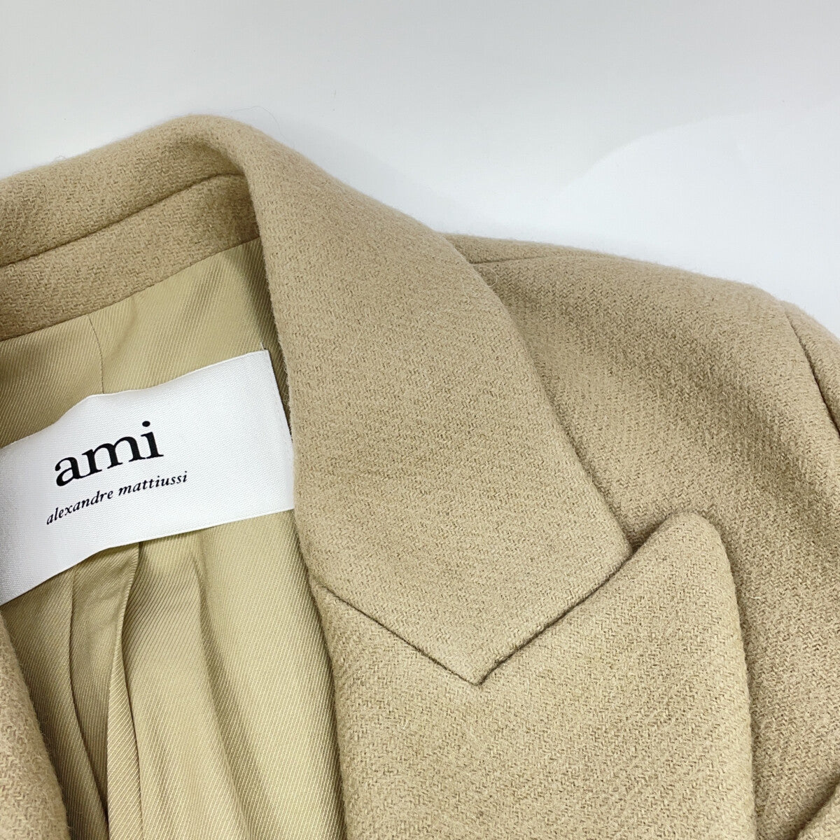AMI PARIS アミパリス FCO105.WV0020 ベージュ クロスオーバー ダブルブレストコート コート