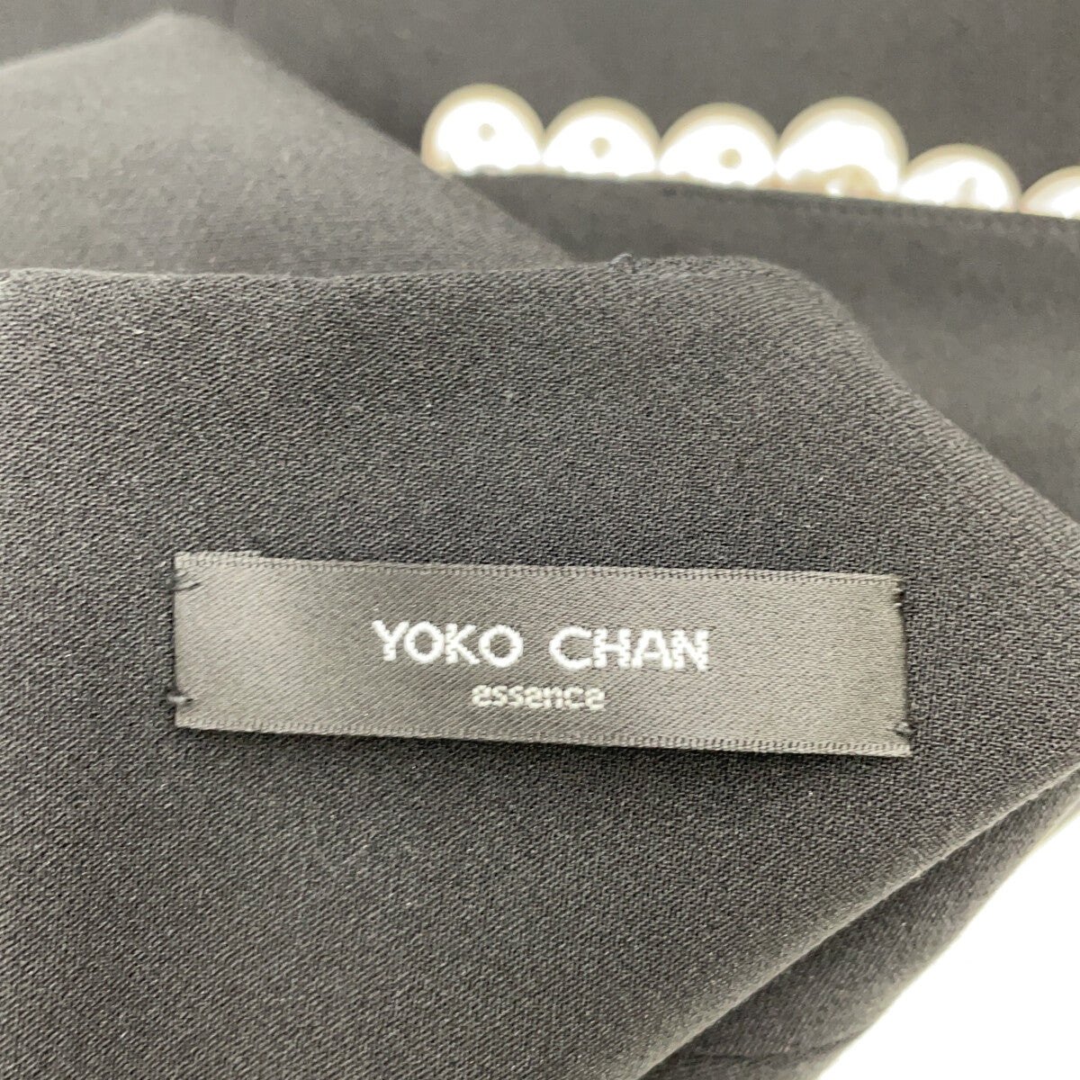 YOKOCHAN ヨーコチャン YED-117-010 Essence 黑色珍珠裙边连衣裙