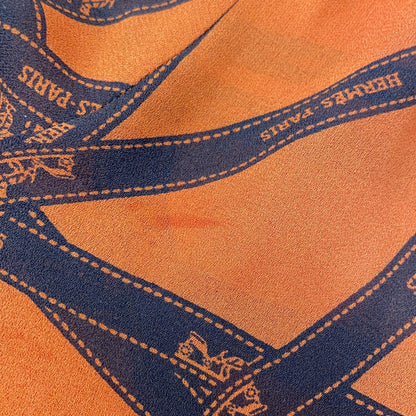 HERMES Margiela Era Bolduc Ribbon Silk Bow Tie Blouse Top