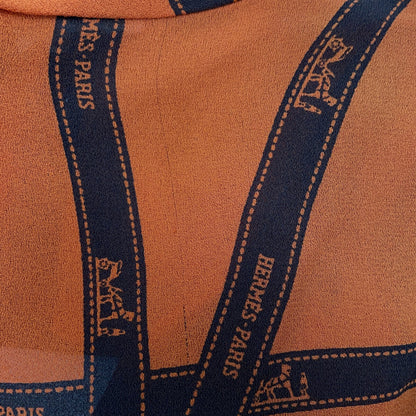 HERMES Margiela Era Bolduc Ribbon Silk Bow Tie Blouse Top