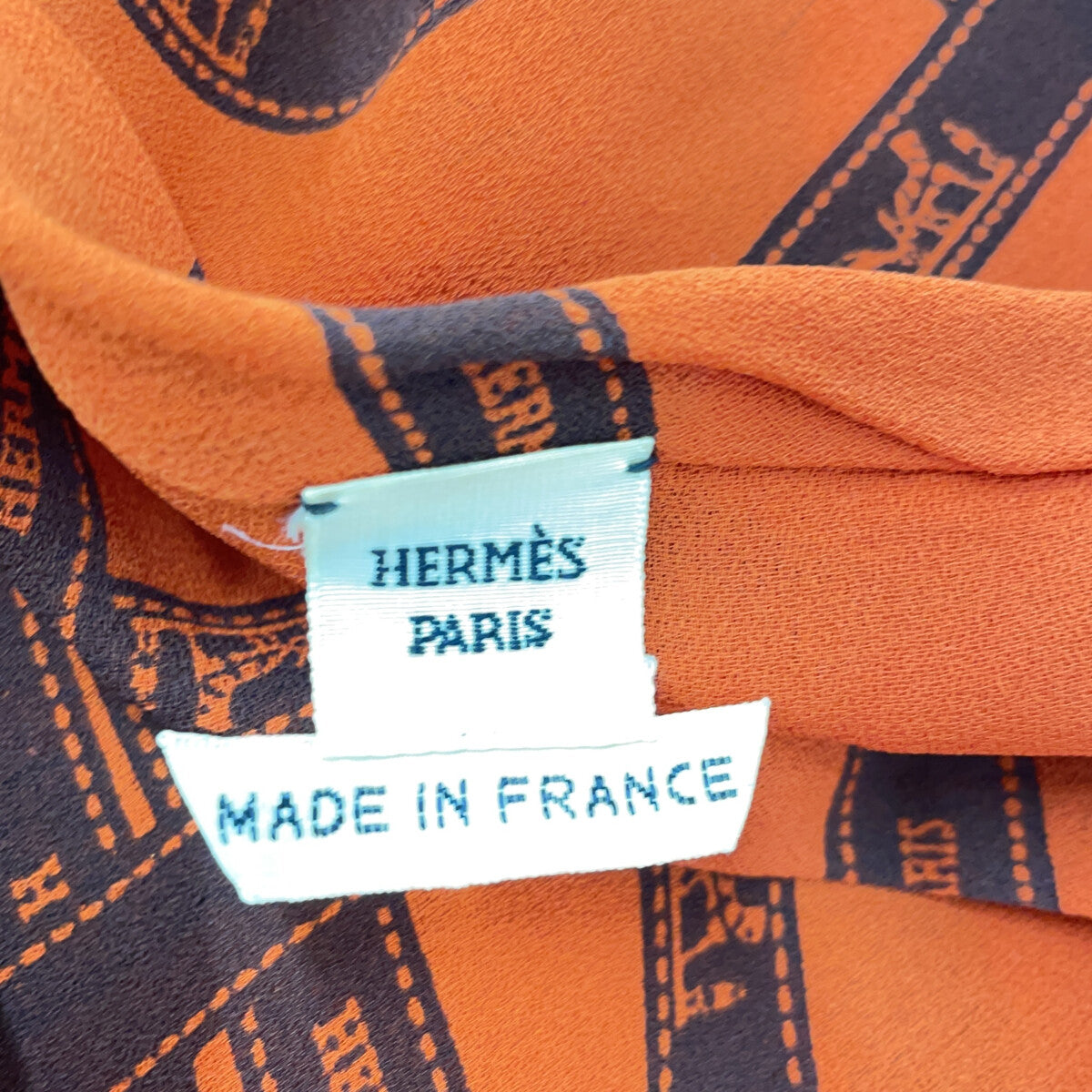 HERMES Margiela Era Bolduc Ribbon Silk Bow Tie Blouse Top
