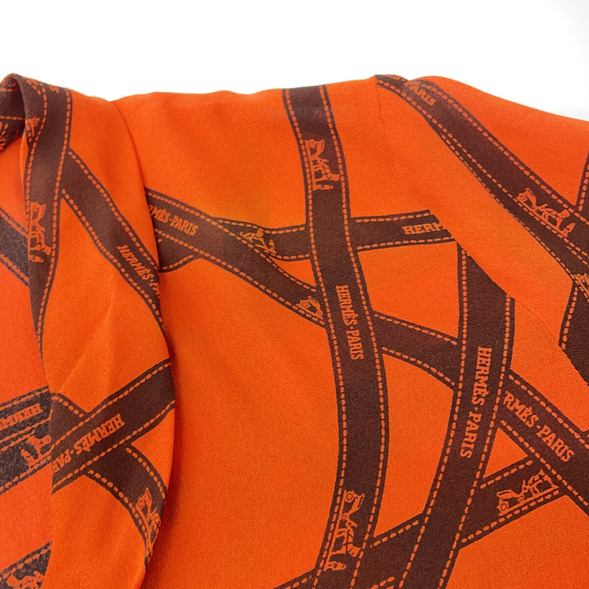 HERMES Margiela Era Bolduc Ribbon Silk Bow Tie Blouse Top