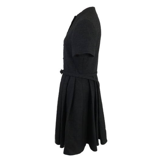 Christian Dior クリスチャンディオール 【美品/国内正規】421R66A1761 ウールｘコットン ベルト付 ブークレ ショートドレス ワンピース