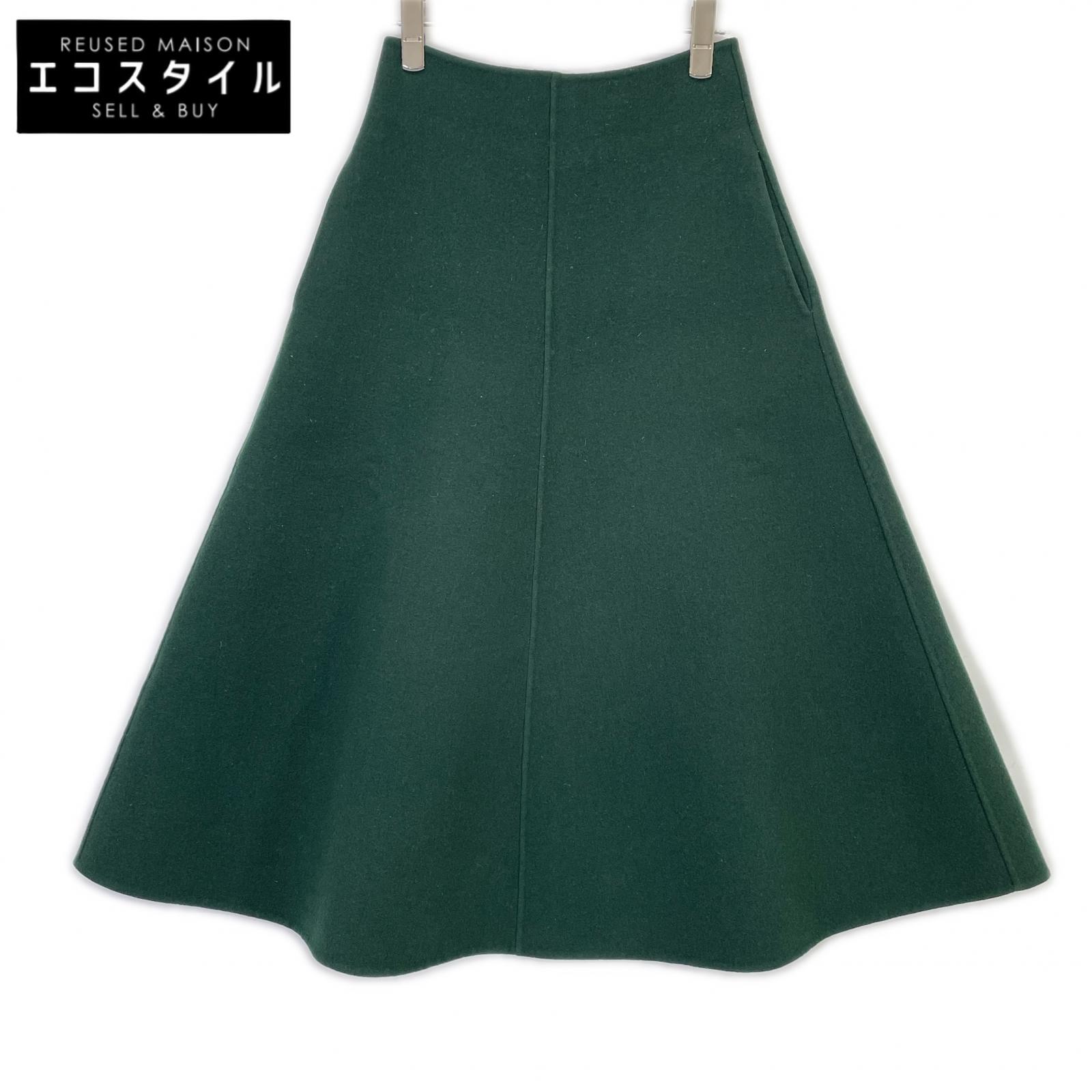 MADISONBLUE MB184-6012 Green Wool Flare Skirt