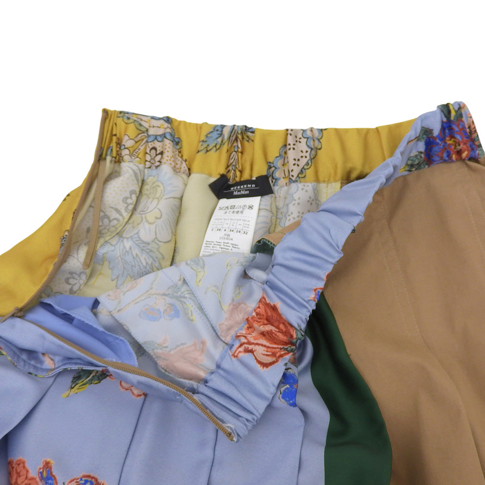 Max MaraWEEKEND マックスマーラウィークエンド 美品 スカーフ柄切替 プリーツスカート レディース ベージュ マルチカラー 36 24251060116 スカート 36