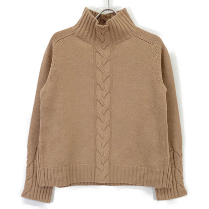93660623 Wool-Cashmere Cable Knit High-Neck Slit Tunic Top M Ladies