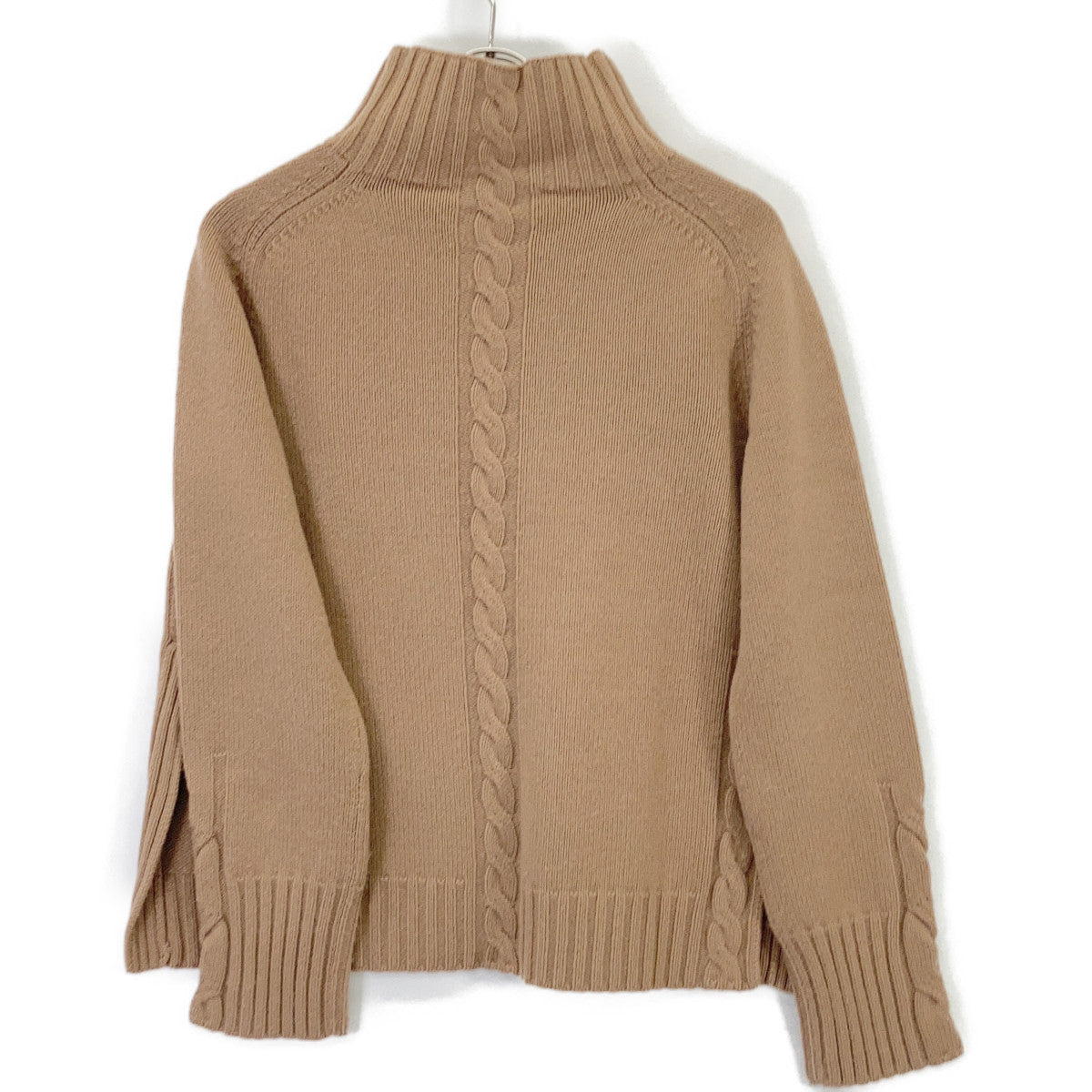 93660623 Wool-Cashmere Cable Knit High-Neck Slit Tunic Top M Ladies