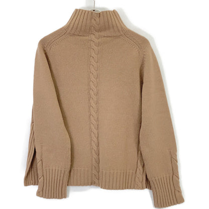 93660623 Wool-Cashmere Cable Knit High-Neck Slit Tunic Top M Ladies
