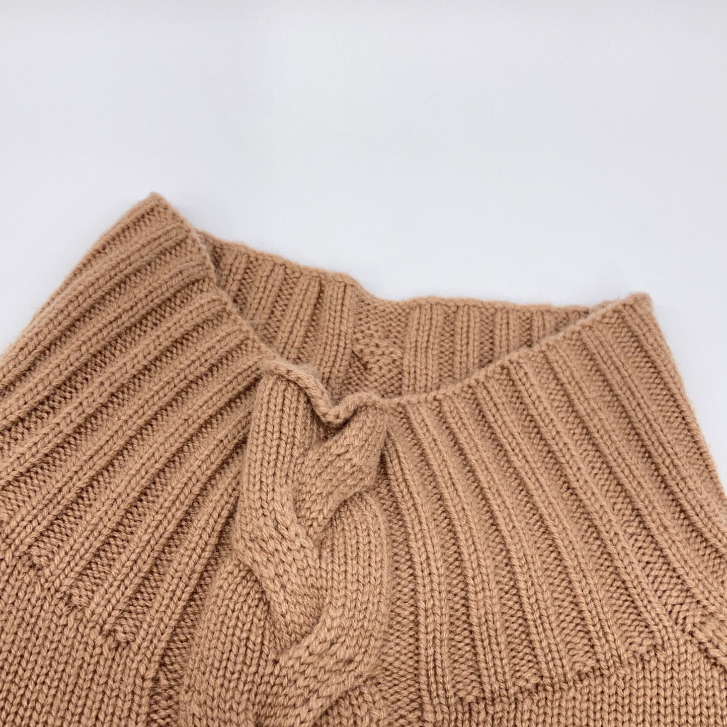 93660623 Wool-Cashmere Cable Knit High-Neck Slit Tunic Top M Ladies