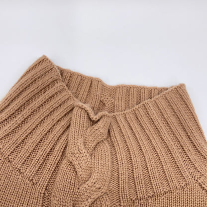 93660623 Wool-Cashmere Cable Knit High-Neck Slit Tunic Top M Ladies