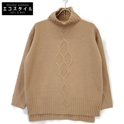 S MaxMara 93660730500 Wool x Cashmere Cable Knit High-Neck Slit Knit Top