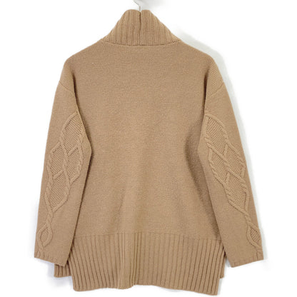 S MaxMara 93660730500 Wool x Cashmere Cable Knit High-Neck Slit Knit Top