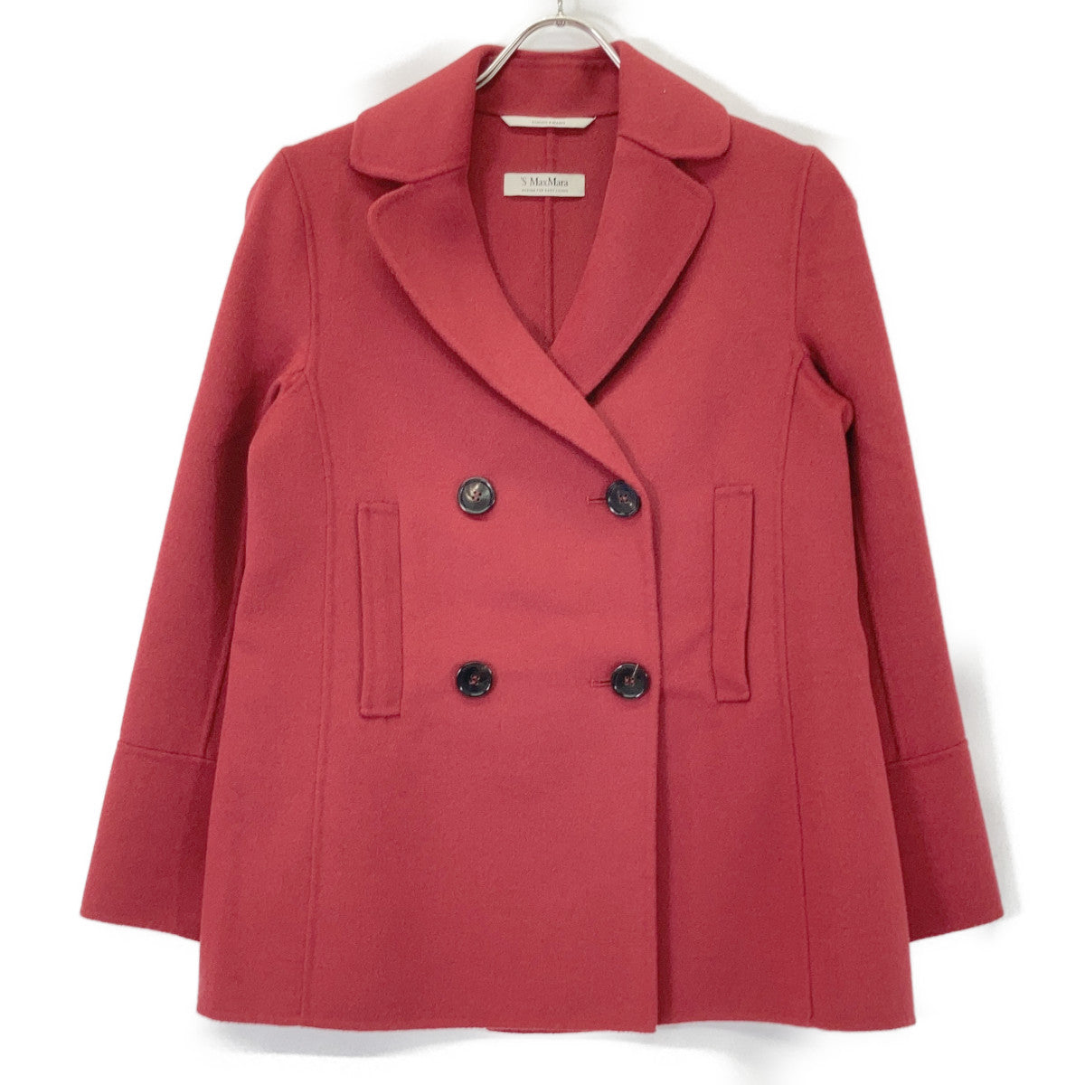 S MaxMara 904102016 Cucito a Mano Double-Breasted Short Coat Red Jacket