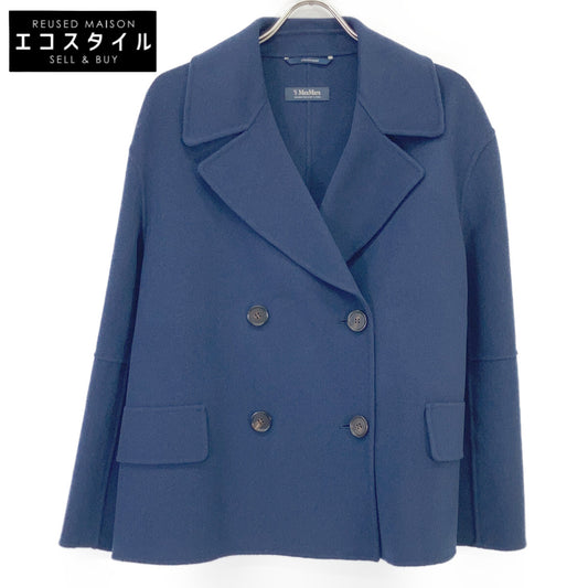 S MaxMara S麦丝玛拉 24190410316 纯手工缝制双排扣短外套 海军蓝 大衣 42