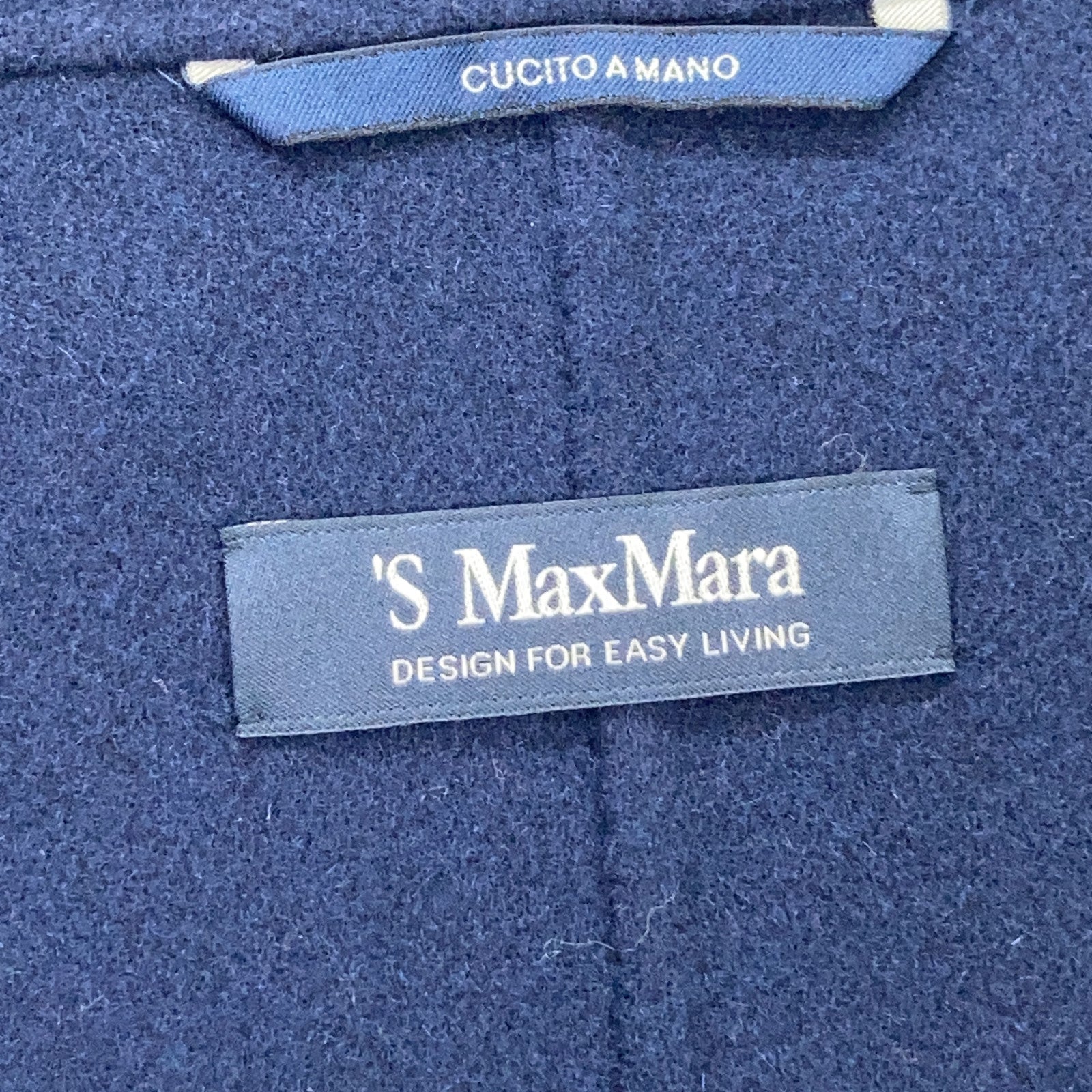 S MaxMara 24190410316 Cucciolo A Mano Double Breasted Short Coat Navy Coat 42