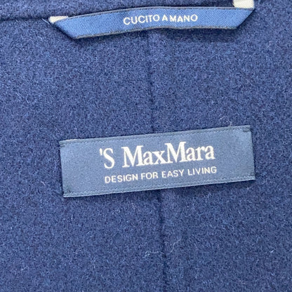 S MaxMara S Max Mara 24190410316 Cucito a Mano Double-Breasted Short Coat Navy Coat