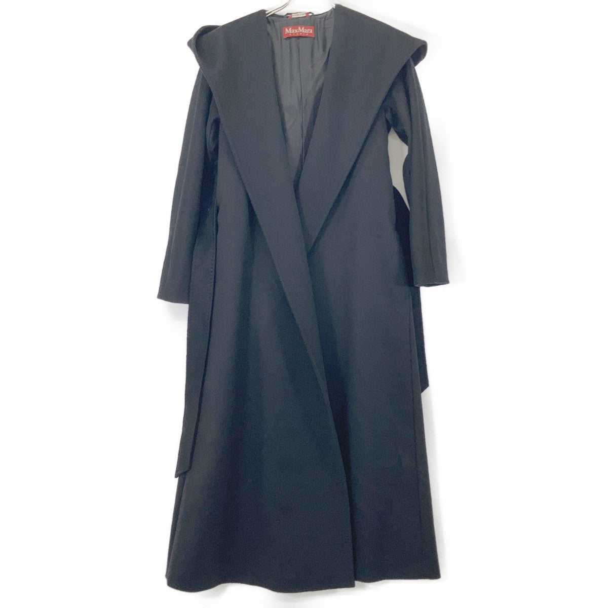 MAXMARA STUDIO 601637936 Black Wool Belted Hooded Coat 34