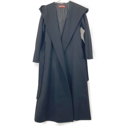 MAXMARA STUDIO 601637936 Black Wool Belted Hooded Coat 34