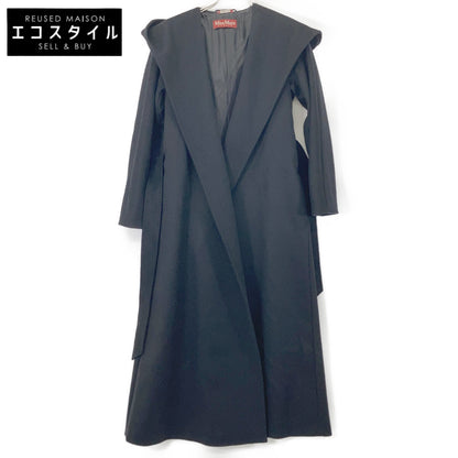 MAXMARA STUDIO Max Mara Studio 601637936 Black Wool Belted Hooded Coat Coat