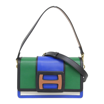 HOGAN ホーガン 美品 トリコカラー 2WAY ボックスバッグ ハンドバッグ ショルダーバッグ レディース マルチカラー ハンドバッグ