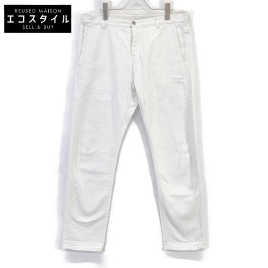 383674 White Crushed Denim Bottoms 48 Men's
