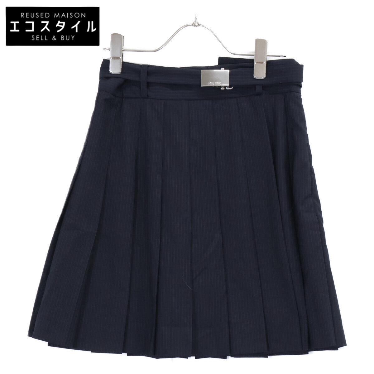 MIUMIU Miu Miu [Excellent Condition/Domestic Authentic] MG1682 Pinstripe Pleated Skirt with Belt