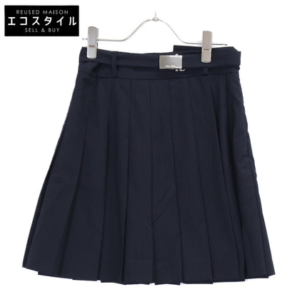 MIUMIU Miu Miu [Excellent Condition/Domestic Authentic] MG1682 Pinstripe Pleated Skirt with Belt