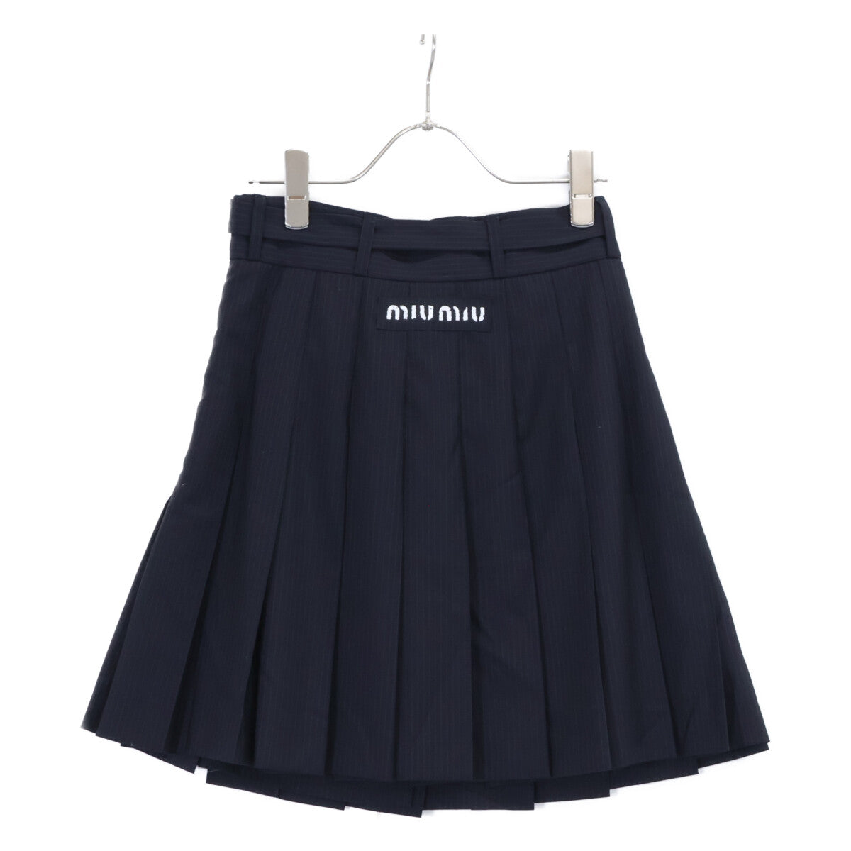 MIUMIU Miu Miu [Excellent Condition/Domestic Authentic] MG1682 Pinstripe Pleated Skirt with Belt