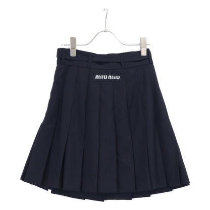 MIUMIU Miu Miu [Excellent Condition/Domestic Authentic] MG1682 Pinstripe Pleated Skirt with Belt