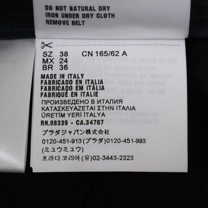 MIUMIU Miu Miu [Excellent Condition/Domestic Authentic] MG1682 Pinstripe Pleated Skirt with Belt