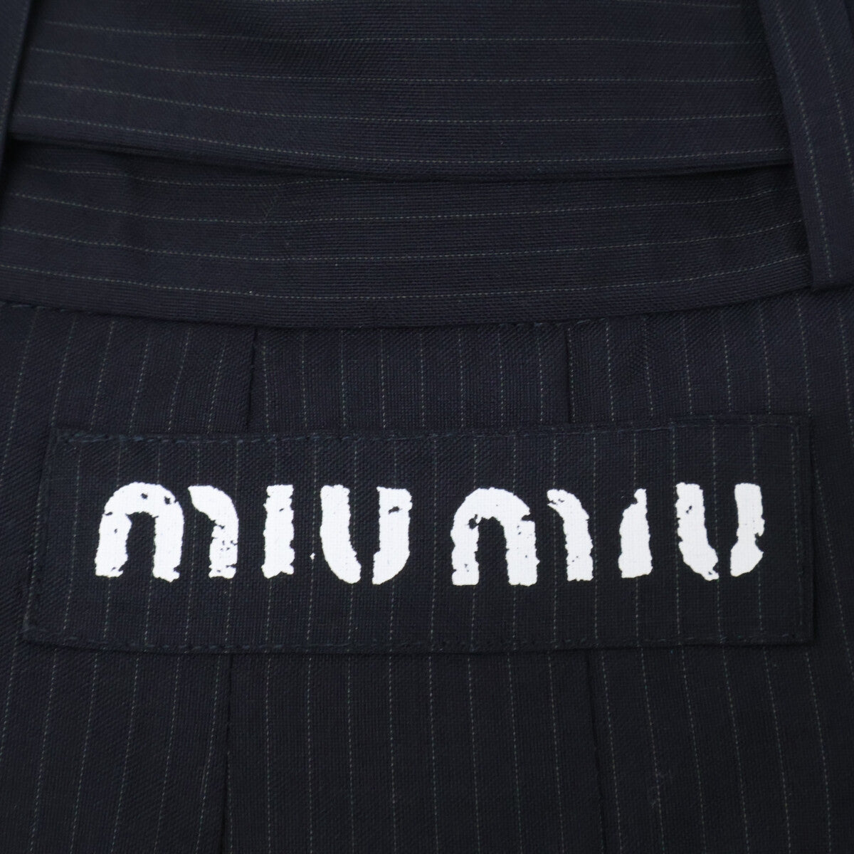 MIUMIU Miu Miu [Excellent Condition/Domestic Authentic] MG1682 Pinstripe Pleated Skirt with Belt