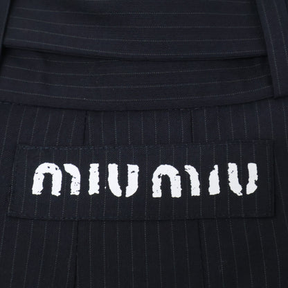 MIUMIU Miu Miu [Excellent Condition/Domestic Authentic] MG1682 Pinstripe Pleated Skirt with Belt