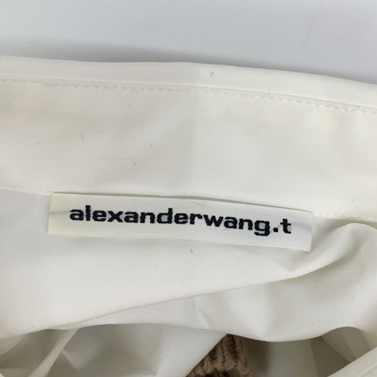 T by ALEXANDER WANG ティーバイアレキサンダーワン ホワイト×ブラウン 4KC3231011 ニットドッキング クロップドシャツ トップス