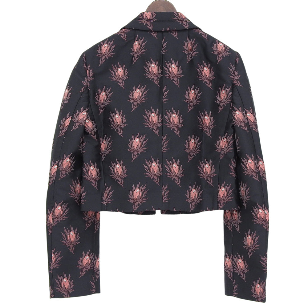 GIAMBATTISTA VALLI ジャンバティスタヴァリ 新品同様 花柄 クロップド丈 ジャケット レディース ブラック×レッド 40 GVPE18249 ジャケット 40