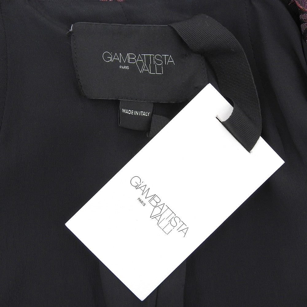 GIAMBATTISTA VALLI ジャンバティスタヴァリ 新品同様 花柄 クロップド丈 ジャケット レディース ブラック×レッド 40 GVPE18249 ジャケット 40