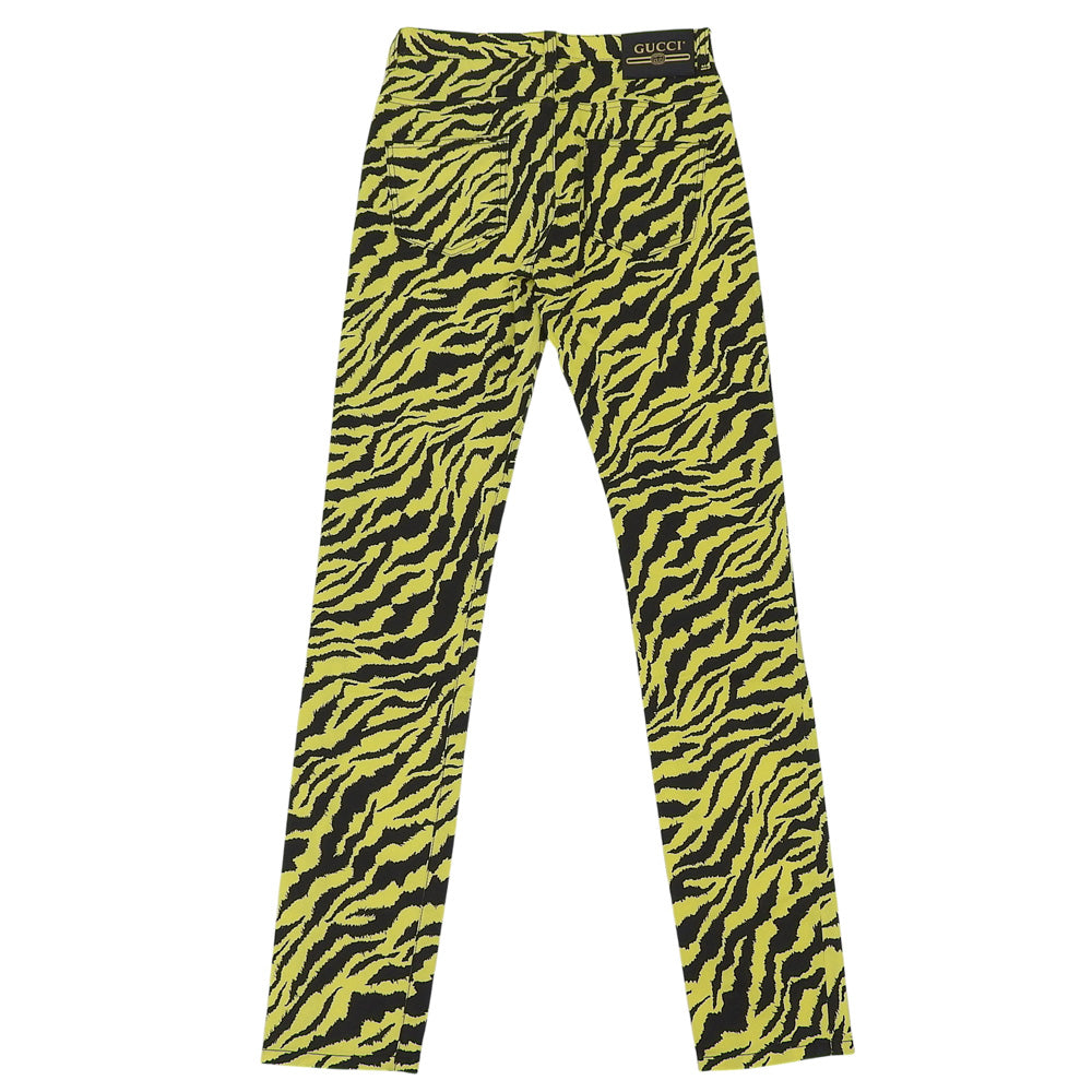 GUCCI グッチ 新品同様 ゼブラプリント ストレート デニム ボトムス レディース イエロー 26 502797 ボトムス 26